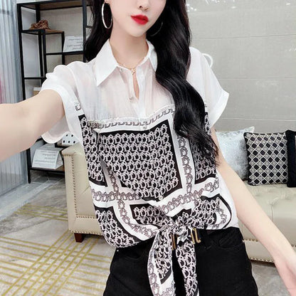 Zomerse Chiffon Blouse met Modieuze Print