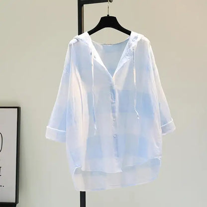 Geruite Hoodie Blouse voor Trendy Zomerlooks