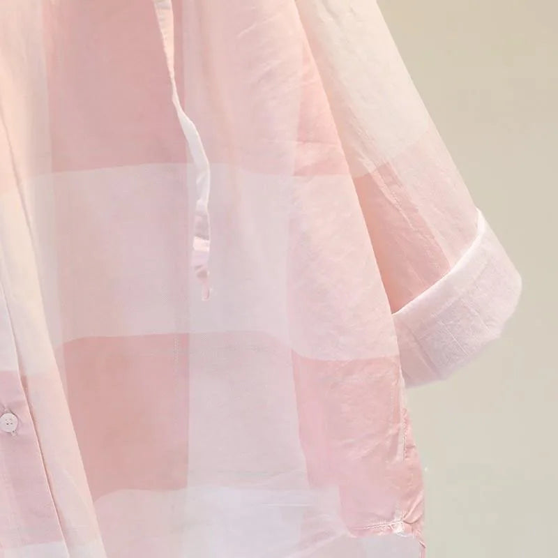 Geruite Hoodie Blouse voor Trendy Zomerlooks