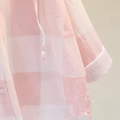 Geruite Hoodie Blouse voor Trendy Zomerlooks