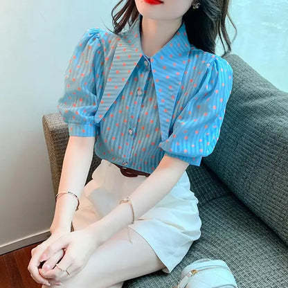 Blouse met Polka Dot en Gestreepte Print voor Vrouwen