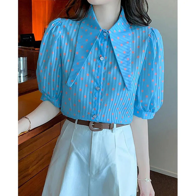 Blouse met Polka Dot en Gestreepte Print voor Vrouwen