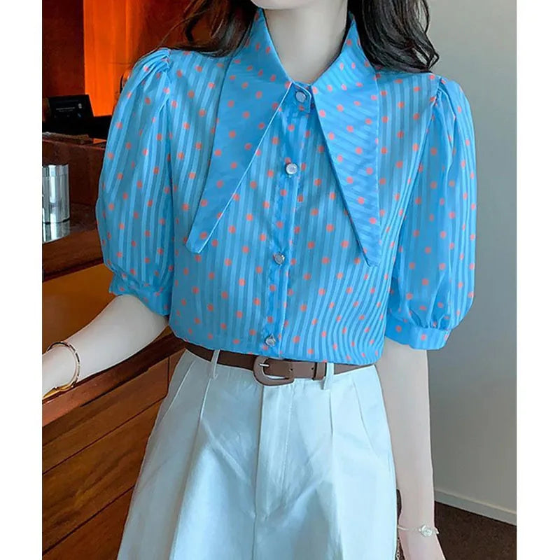 Blouse met Polka Dot en Gestreepte Print voor Vrouwen