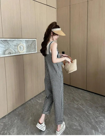 Urban Chic Koreaanse Ruitjes Jumpsuit