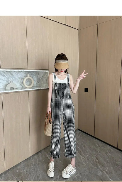 Urban Chic Koreaanse Ruitjes Jumpsuit
