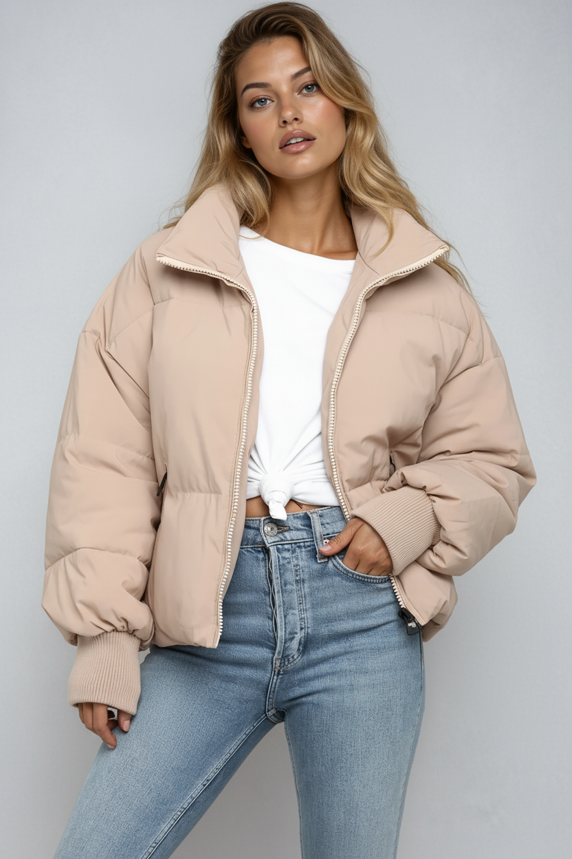 Dames Pufferjas Warm Gewatteerd met Hoge Kraag - Mode Vibes