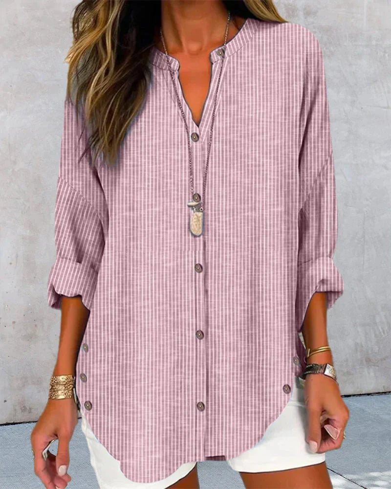 Kristin | Elegante V-hals gestreepte blouse