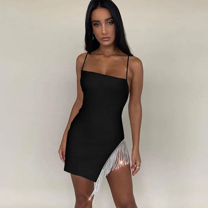 Herfst Mode Kwastje Sexy Strapless Bodycon Jurk