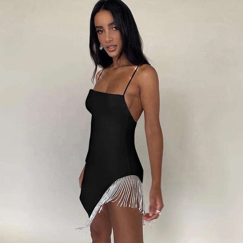 Herfst Mode Kwastje Sexy Strapless Bodycon Jurk