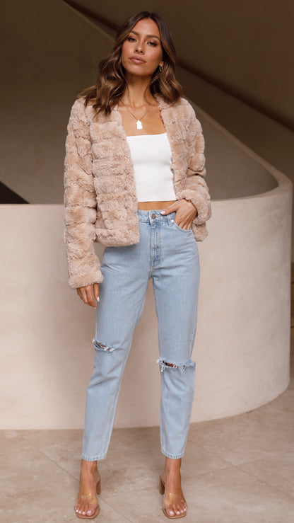 Dames Velour Jasje Crop Model Luxe Stof