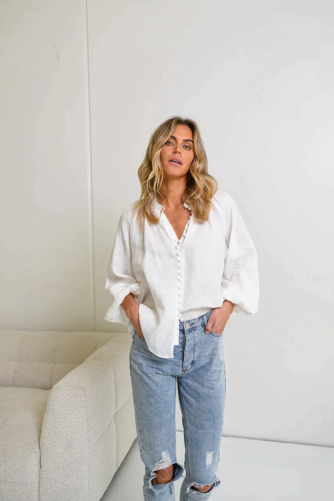 Witte Overhemd voor Vrouw Klassiek Model