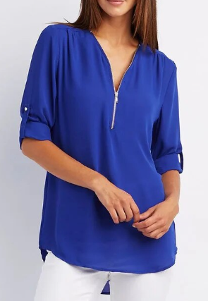 Vrouwen Blouse Met Ritssluiting Comfortabel en Stijlvol