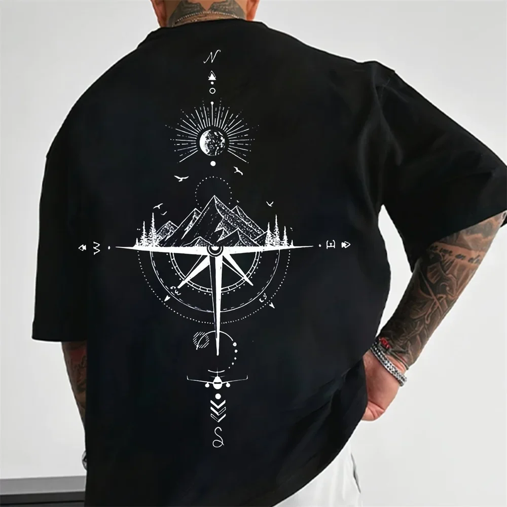 Outdoor T-shirt met Kompas Print op de Rug