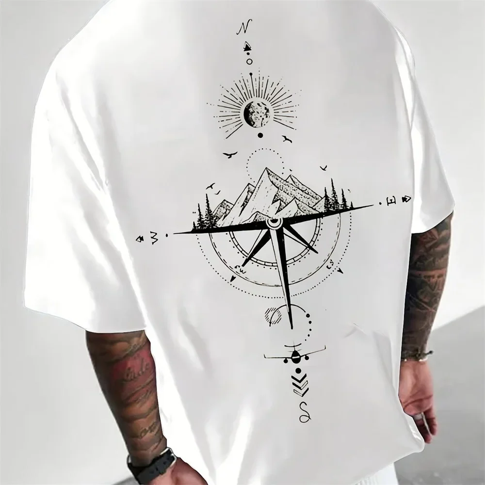 Outdoor T-shirt met Kompas Print op de Rug