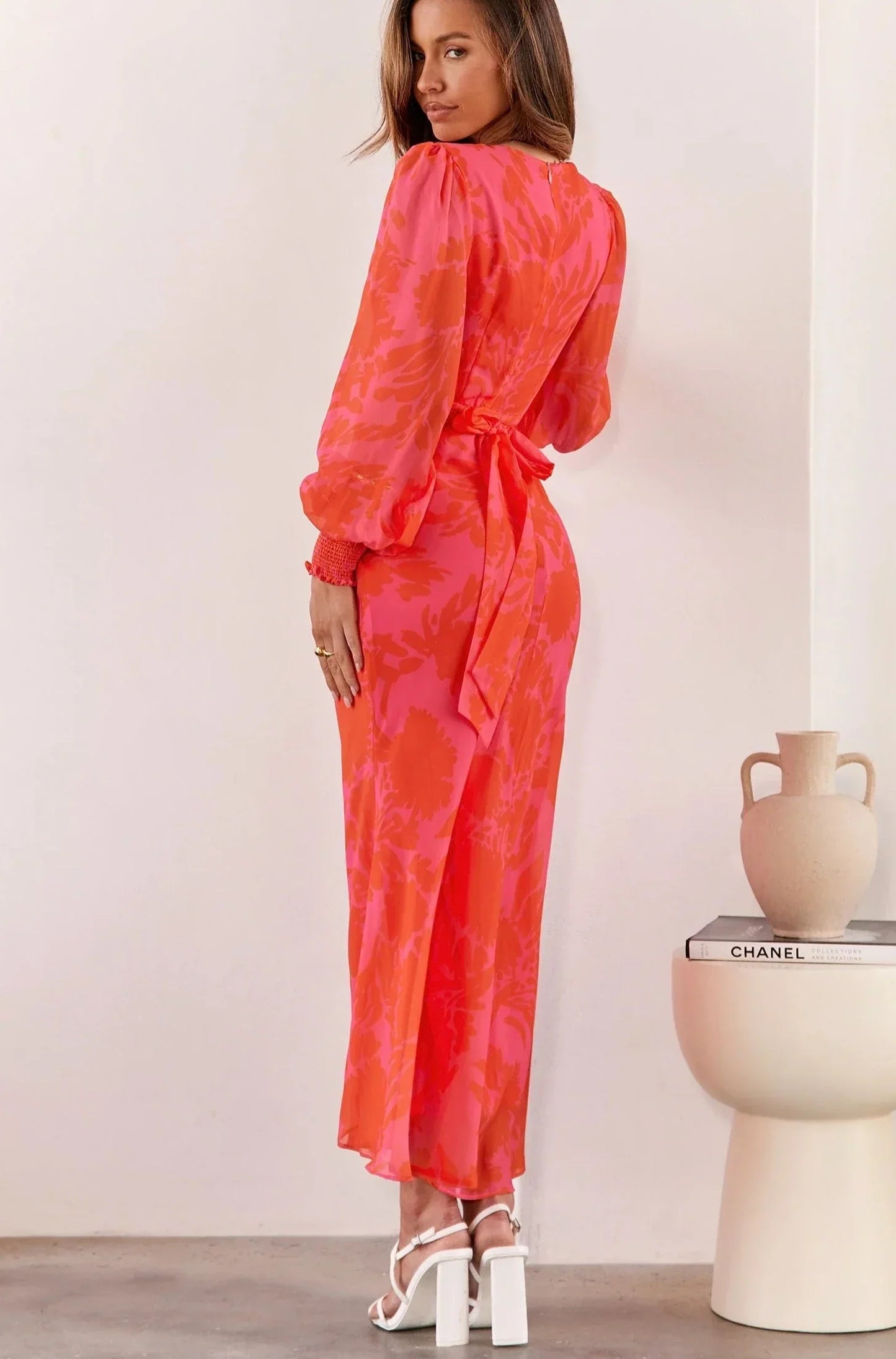 Elegante Jurk V-halslijn voor Vrouw