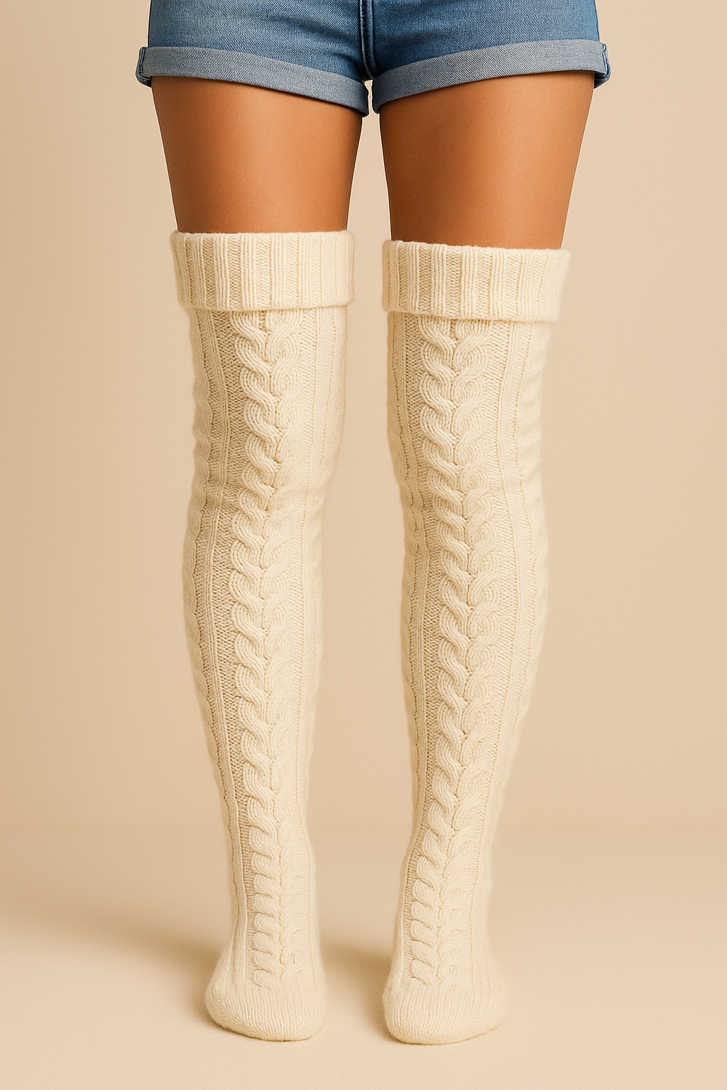 Dames Gebreide Overknee Sokken Warm en Zacht - Mode Vibes