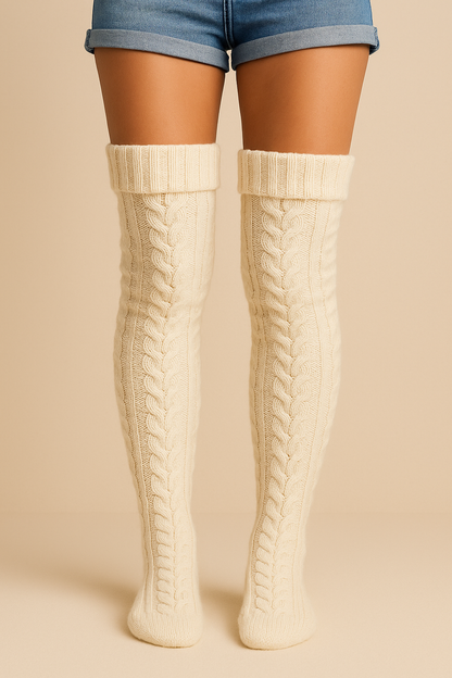 Dames Gebreide Overknee Sokken Warm en Zacht - Mode Vibes