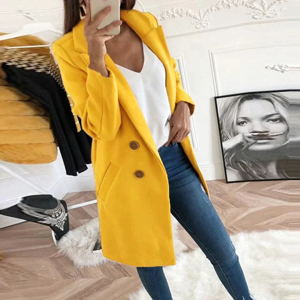 Damesjas Oversized Klassiek Met Dubbele Knopen - Mode Vibes