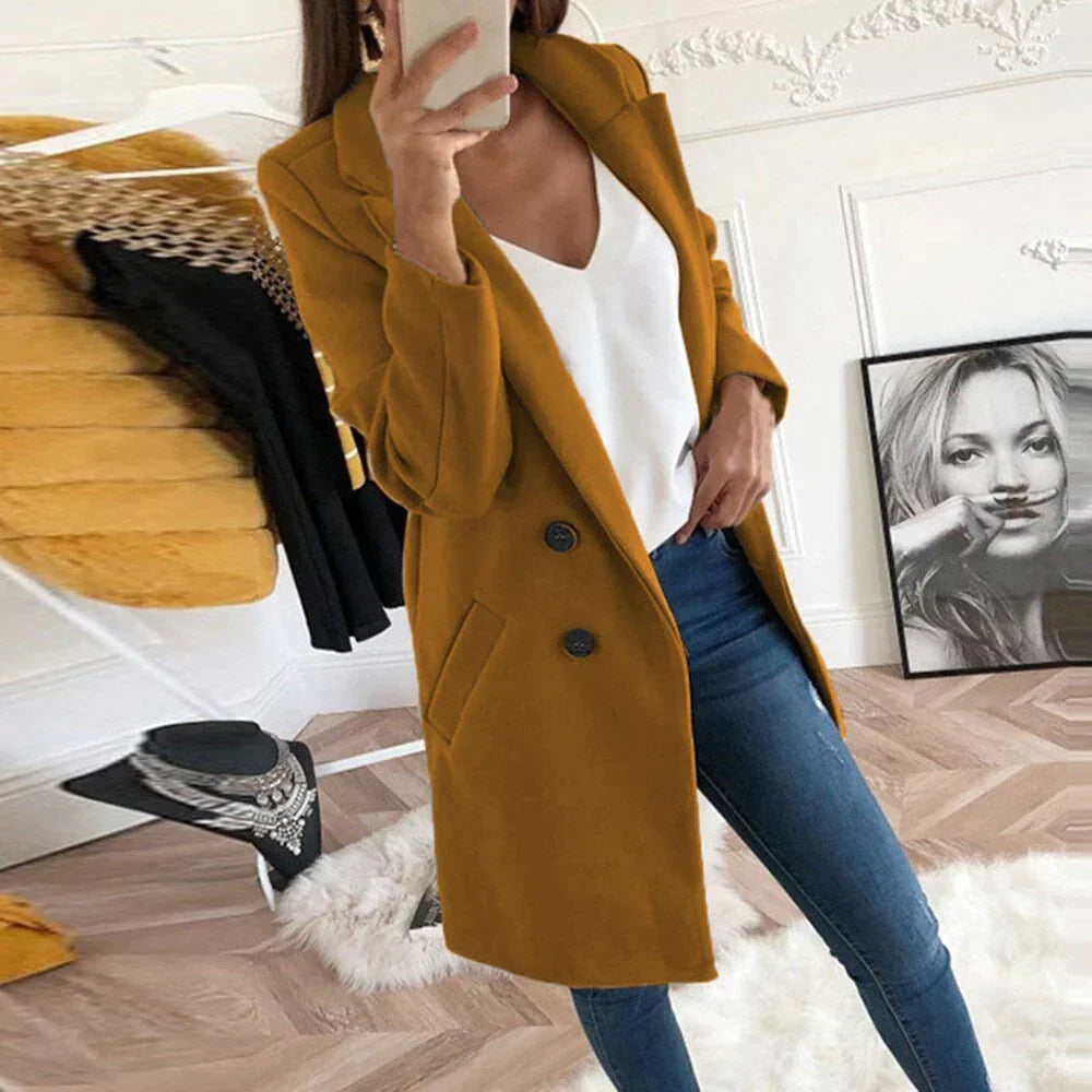 Damesjas Oversized Klassiek Met Dubbele Knopen