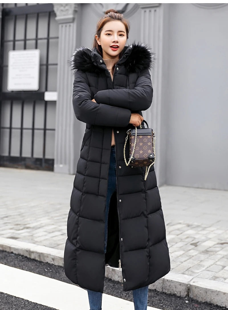 Dames Winterjas Lange Luxe Gewatteerde Jas Warm - Mode Vibes