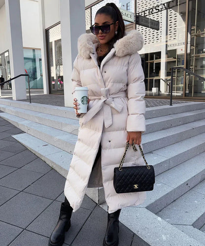 Lana Dames Lange Winterjas | Luxe Gewatteerd met Bontkraag, Comfortabel 2