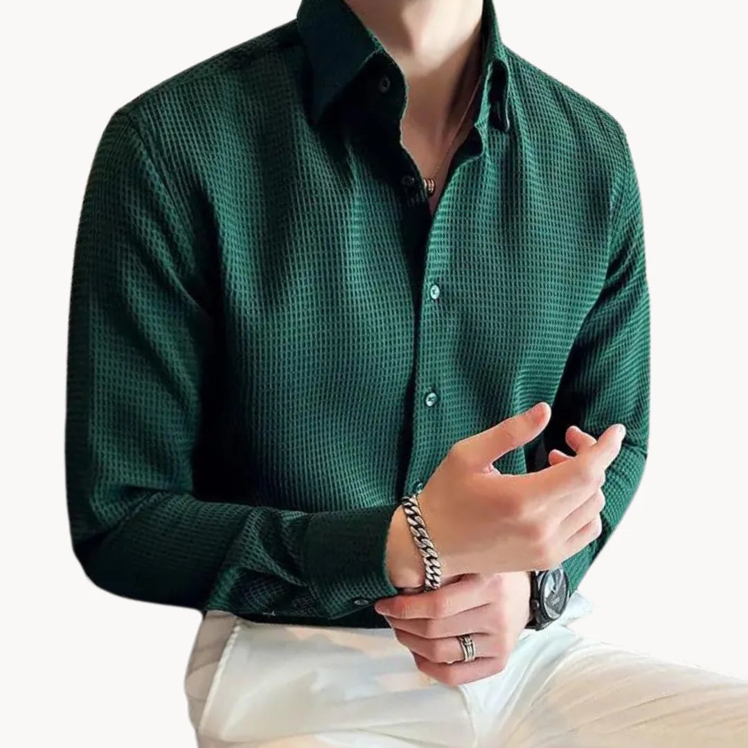 Herenshirt Lang Mouw Knoopsluiting Slim Fit - Mode Vibes