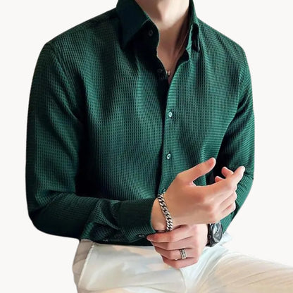 Herenshirt Lang Mouw Knoopsluiting Slim Fit - Mode Vibes