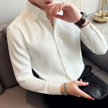 Lang mouw overhemd met knoopsluiting en slim fit