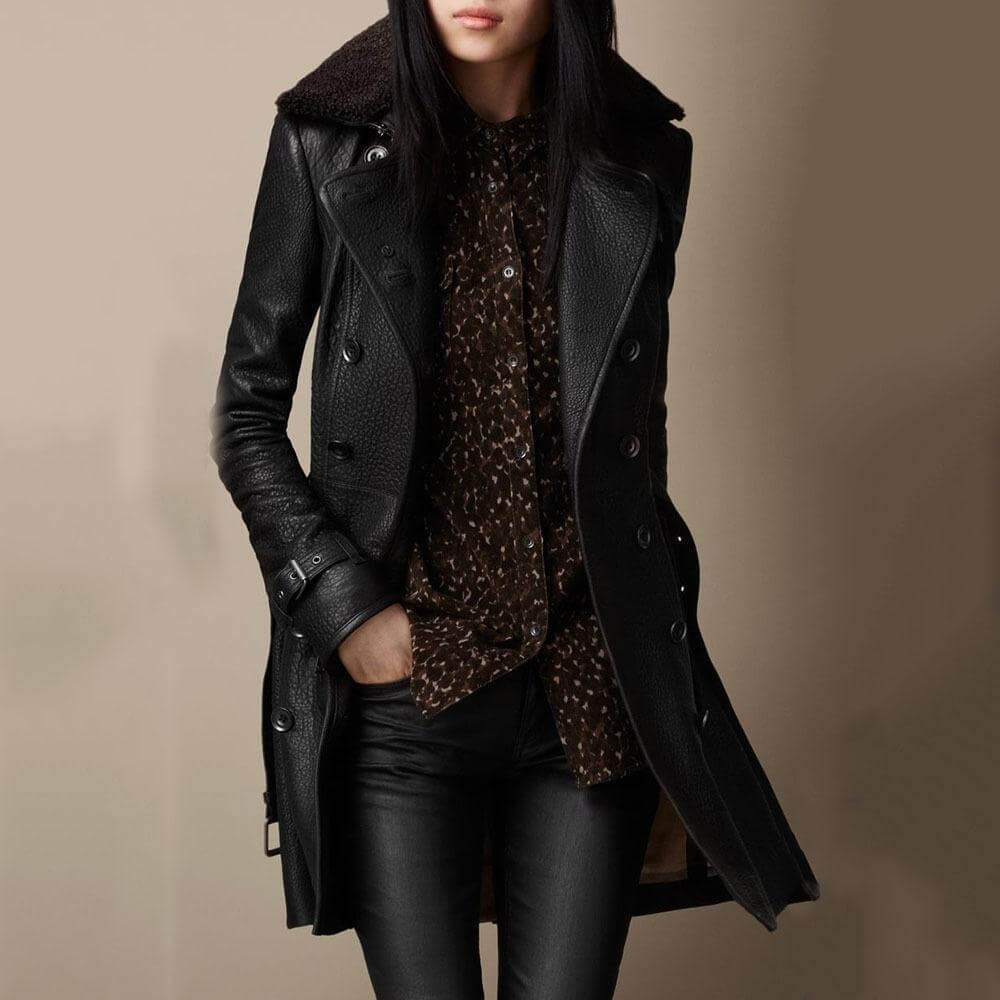 Dames Jas Lange Taille-Accent Gelaagde Kraag - Mode Vibes