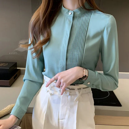 MIRA Lange Mouw Chiffon Blouse voor  Vrouwen