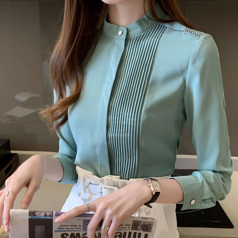 MIRA Lange Mouw Chiffon Blouse voor  Vrouwen