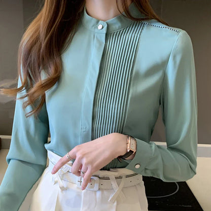 MIRA Lange Mouw Chiffon Blouse voor  Vrouwen