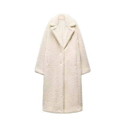 Dames Winterjas Teddy Stof Warm met Steekzakken en Reverskraag - Mode Vibes