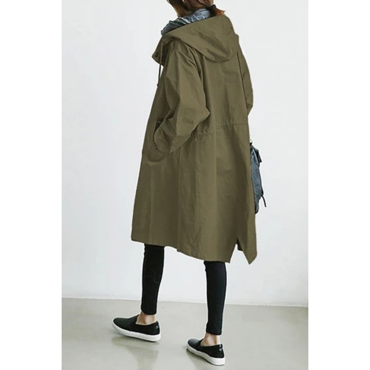 Dames Trenchcoat Lang met Capuchon Waterdicht
