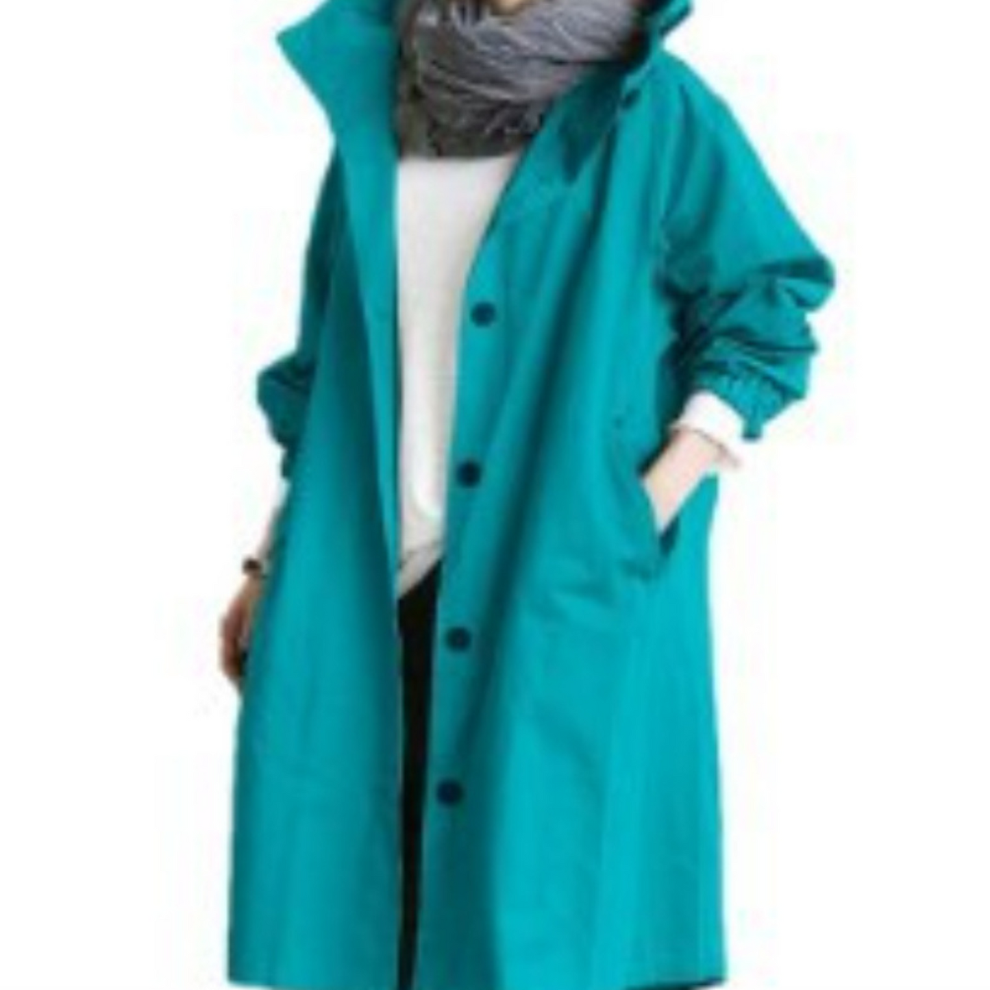 Dames Trenchcoat Lang met Capuchon Waterdicht