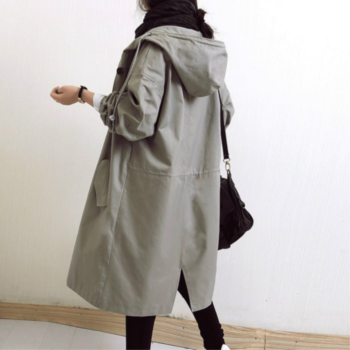 Dames Trenchcoat Lang met Capuchon Waterdicht