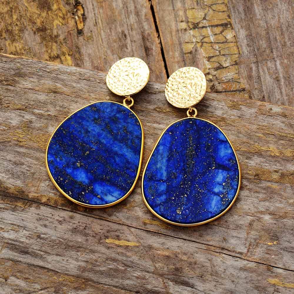 Blauwe Oorbellen Lapis Lazuli Beschermend Edelsteen - Mode Vibes
