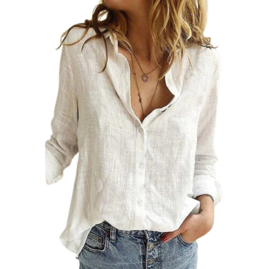 Laura | Elegante blouse met geborduurde V-hals