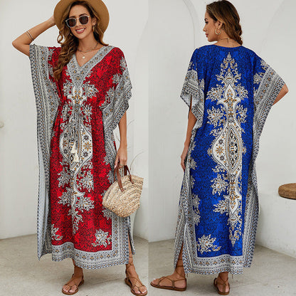 Laura | Elegante en comfortabele lange zomerjurk met V-hals
