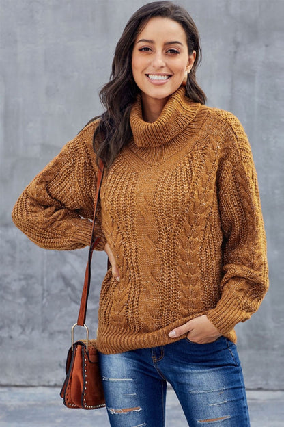 Laura | Maglione a collo alto in maglia grossa a trecce