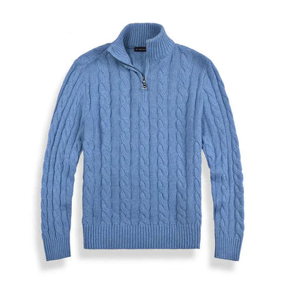 Luxe Heren Trui met Hoge Kraag Half-Zip Design