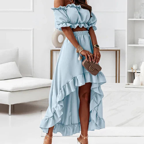 Jurkset met Ruches Vrouwen Elegante Zomerjurk