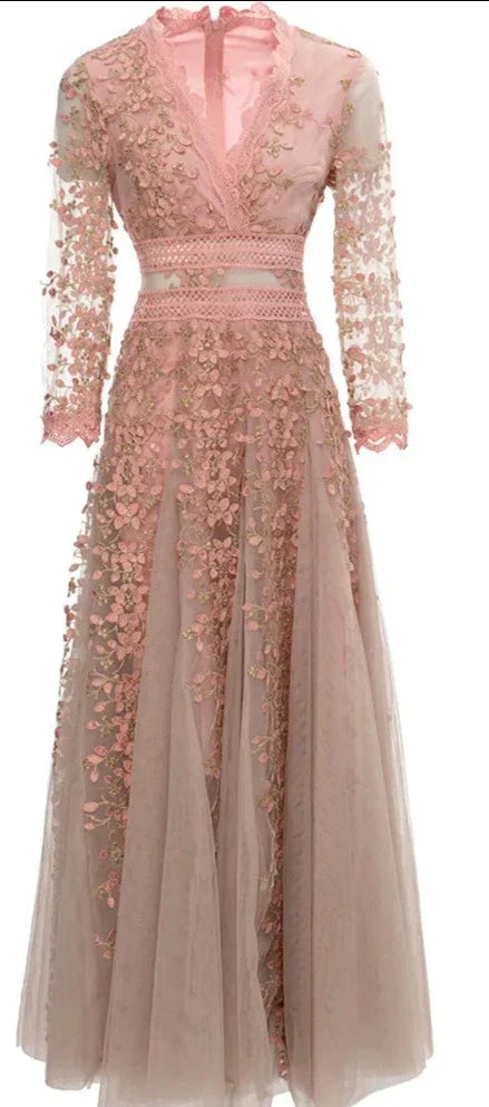 Roze Vintage Party Lange Jurk van Linda Della