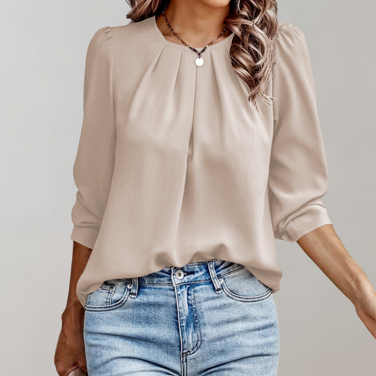 Lena | Unieke blouse met plooien en pofmouwen