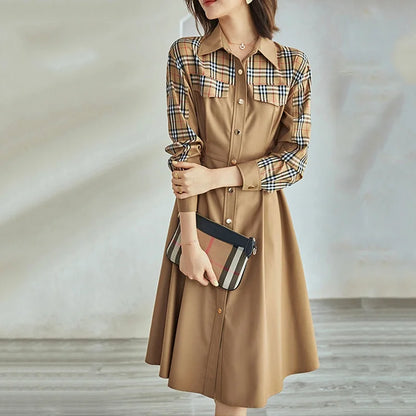 Ella Patched Plaid Shirt Dress voor Vrouwen