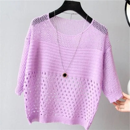 Witte Cardigan Top van Ice Silk met Holle Details