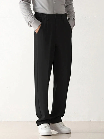 Mannen Formele Broek Donkerbruin Chino Stijl