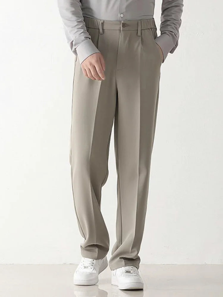 Mannen Formele Broek Donkerbruin Chino Stijl