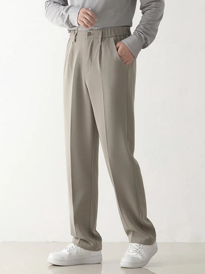 Mannen Formele Broek Donkerbruin Chino Stijl