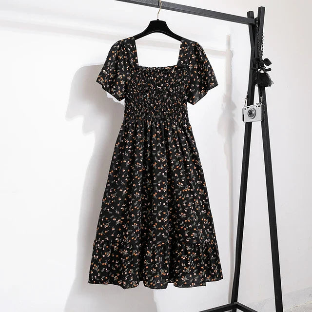 Zomerse Bloemenprint Chiffon Midi Jurk